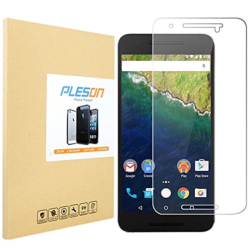Nexus 6P Screen Protector [Cutout for Proximity Sensor], PLESONÂ® Huawei Nexus 6P Tempered Glass Screen Protector 2015, 2.5D Ultra Clear 9H Bubble Free Screen Protector for Nexus 6P - Lifetime Warranty
