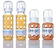 Lifefactory BPA-Free Glass Baby Bottles w/ Silicone Sleeve-4 Pack (9 oz.+4 oz. Yellow & Orange)