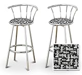 2 Beatles Music Black & White Specialty / Custom Chrome Barstools with Back ....
