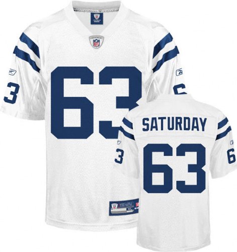 Jeff Saturday Jersey: Reebok White Replica #63 Indianapolis Colts Jersey - Large