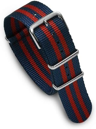 22mm Premium Nylon Military Watchband Watch Strap Red/Blue