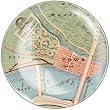 Map Small Transferware Round Glass Tray