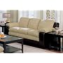 Sofa in Beige Microfiber / Dark Brown