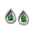 14K White Gold Tsavorite and Diamond Earrings