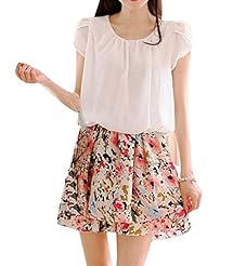 Chiffon Short Bubble Dress Summer Floral Print  Dress