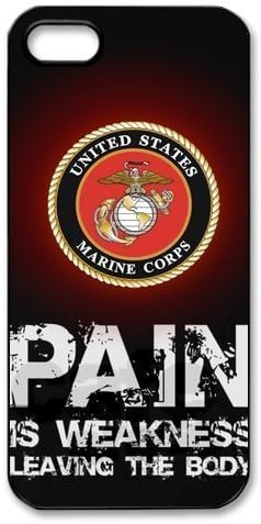 USMC Marine Corps Pain Is Weakness Leaving The Body iPhone 5 5S Best Durable Cover Case Christmas Gift Idea