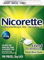 Nicorette Nicotine Polacrilex Coated Gum 2 mg Fresh Mint - 190 Pieces