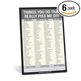 Knock Knock Classic Note Pad: Things You Do That Really Piss Me Off! (Pack of 6)