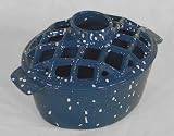 Classic Lattice Top Woodstove Steamer Mister Humidifier - Porcelain coated Cast Iron - BLUE w SPECKLES