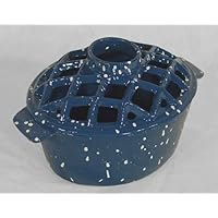 Classic Lattice Top Woodstove Steamer Mister Humidifier - Porcelain coated Cast Iron - BLUE w SPECKLES