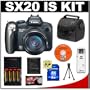 Canon PowerShot SX20 IS 20x Zoom Digital Camera + 8GB SD Card + Case + Batteries + Accessory Kit