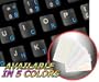Dvorak Simplified Keyboard Stickers with Blue Lettering on Transparent Background