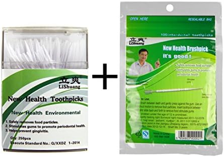 Fcclss Dental Brushpicks Clean Flossers, Environmental Pp Toothpicks Sticks 250pcs with Portable Hygienic Case with Refilling Bag 100pcs