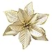 Christmas Glitter Poinsettia Christmas Tree Ornaments Pack Of 12 (Gold)