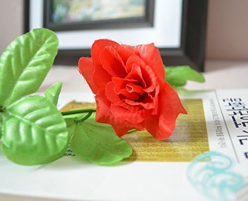 Decorative Plastic Simulation Rose Vine Rattan Hanging Fake Flower Vine Decorate Air Conditioning Ducts (4, Red)