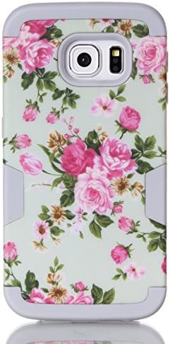 Galaxy S7 Edge Case,Veggzy®[Rose Flower Design]3in1 Slim Heavy Duty Drop Protection Rugged Armor Three Layer [Hard PC+Soft Silicone] Hybird Shockproof Impact Resistant Defender Protective Case Cover