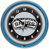 San Antonio Spurs NBA Chrome Double Ring Neon Clock