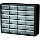 Akro-Mils 10124 24 Drawer Plastic Parts Storage Hardware and Craft Cabinet, 20-Inch x 16-Inch x 6.5-Inch, Black