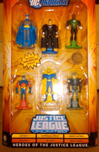  DC Universe Justice League Unlimited Heroes of the Justice League 6 pack with Batman, The Atom, Superman Prime, Dr. Fate, Green Lantern, and Green Arrow