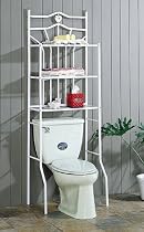 White Metal Bathroom Rack Shelf w/Porcelain Heart