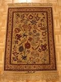 1'10 x 2'7 Cream Persian Hand Knotted Silk Isfahan Rug