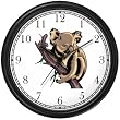 Koala on Branch - Koala Bear Animal Wall Clock by WatchBuddy Timepieces (Black Frame)