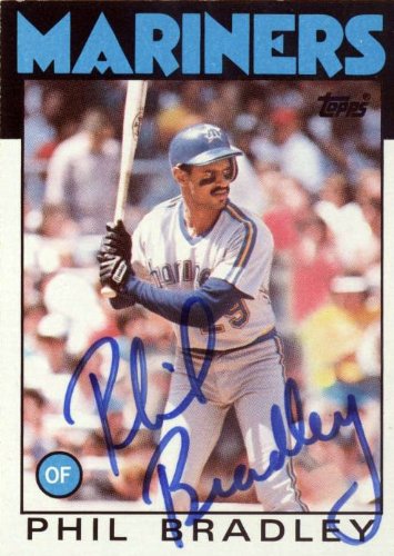 Phil Bradley Seattle Mariners Autographed/Hand Signed 1966 Topps #305 Card