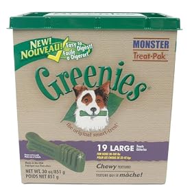 Greenies Treats for Dogs Monster Treat-Pak 19 Large, 30 Ounce by Greenies