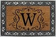 Monogram Coir Doormat Insert with Rubber Base Frame - W Monogram Coir Doormat Insert with Rubber Base Frame - W