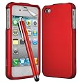 KC-Electronics Apple iPhone 4 4S Red HYBRID Armor Protective Hard Shell Case Skin Cover + Red High Capacitve Stylus Pen + LCD Screen Protector Guard