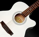 Produkt-Bild: Design Akustik Gitarre "Western Style" in Wei&szlig; mit Palisander Rosenholz Griffbrett + Ersatzsaiten