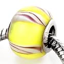 Pugster Yellow White European Beads Fits Pandora Chamilia Biagi Beads Charm Bracelet