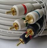 12 foot 5-RCA Stern Python Digital Audio Video Link HDTV High Resolution Ultra Shield Component Cable - 884645724848 - Heavy Duty - White - 3 video components and 2 audio components - Plug in for Samsung Toshiba LG Sharp Sony Sceptre RCA Panasonic Philips Mitsubishi Magnavox TV LCD Plasma DLP