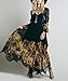 R.Vivimos Women Chiffon Flower Printing Split Asymmetrical Long Dresses