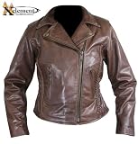 Ladies Braided Classic Brown TOP GRADE Leather Jacket
