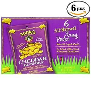 Annie's Homegrown Cheddar Bunnies Baked Crackers, 1-Ounce Snack Packs in 6-Count Boxes (Pack of 6)