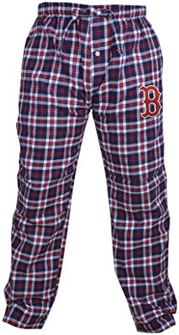 Slimio® Mens Boston Red Sox Plaid Cotton Sleepwear Pajama Pants - Pattern#01 M