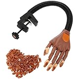 Signstek Nail Art Manicure Movable Joints Artificial Acrylic Fake Nail Trainer Practice Manicure Hand Model with 100pcs Nail Tips