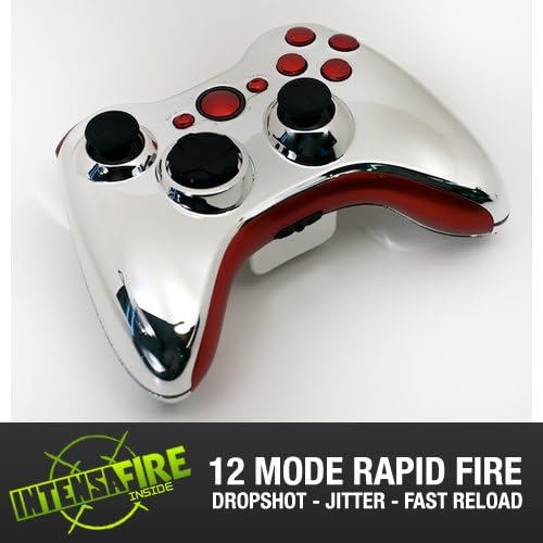 Xbox 360 Modded Controller Master Mod Rapid Fire Wireless Chrome with Red