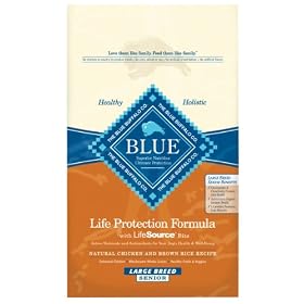 Blue Buffalo Dry Food for Large Breed Senior Dogs, Chicken and Rice Recipe, 30-Pound Bag