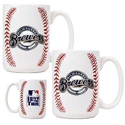 Milwaukee Brewers MLB 2pc Ceramic Gameball Mug Set - Primary Logo by Great American Products