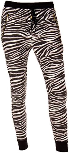 Yado Women's Printed Zipper Pocket Joggers Pants-Small/Medium-Zebra