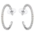 Silvertone Crystal Hoop Earrings- 30 mm.