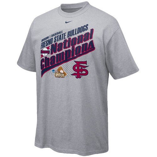 Buy Nike Fresno State Bulldogs 2008 NCAA Mens College World Series Champions Locker Room Ash T-shirt by Nike