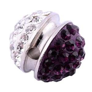 Kadima Swarovski Elements ,Disco Ball ,Shamballa Ball ,Lots of 12pcs 14MM Shamballa Inspired Pave Crystals Alloy Ball - Crystal/Amethyst Purple