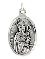 Sterling Silver Saint Patrick Medal Pendant 1 X 5/8 inch (24 mm X 16 mm).