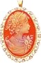 14K Yellow Gold Shell Cameo Pendant Pin Jewelry New |O