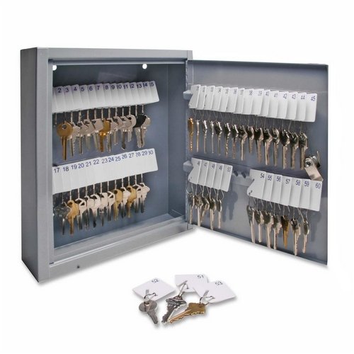 SPR15602 - Secure Key Cabinet,w/Hardware,10x3x12,60 Keys,GY