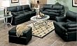 Pillow Top Black Leather Sofa and Love Seat By Coaster Furniture With Silver Shipping