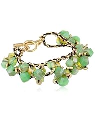 Kenneth Cole New York "Tropics" Two-Tone Shaky Faceted Bead Cluster 2 Row Toggle Bracelet, 7.5"